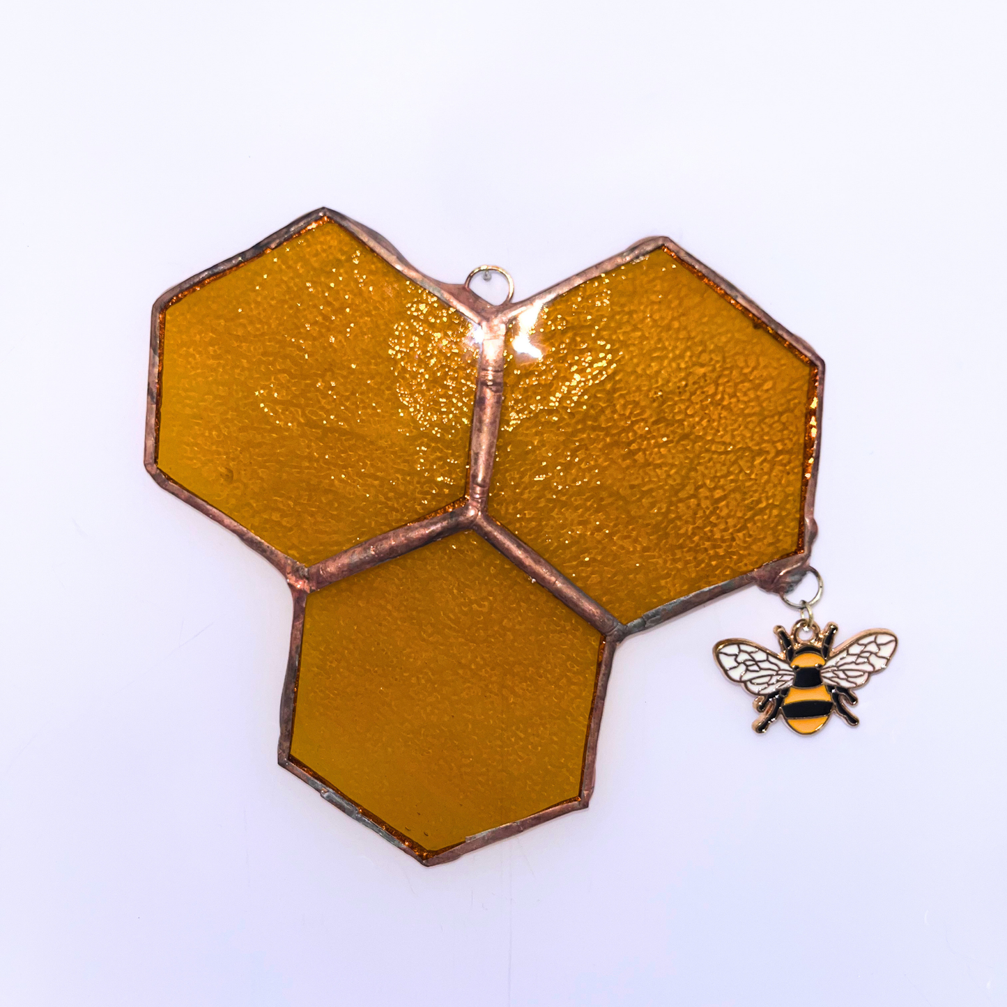 Honeycomb Stained Glass - 3 Piece with Bee