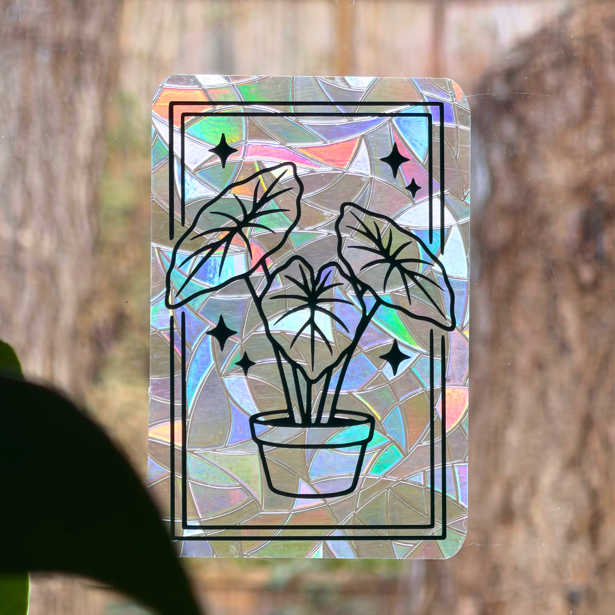 Alocasia House Plant Suncatcher | Window Cling | Home Decor