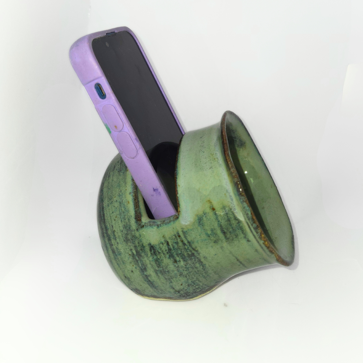 3.5" Pottery Phone Speaker - Green