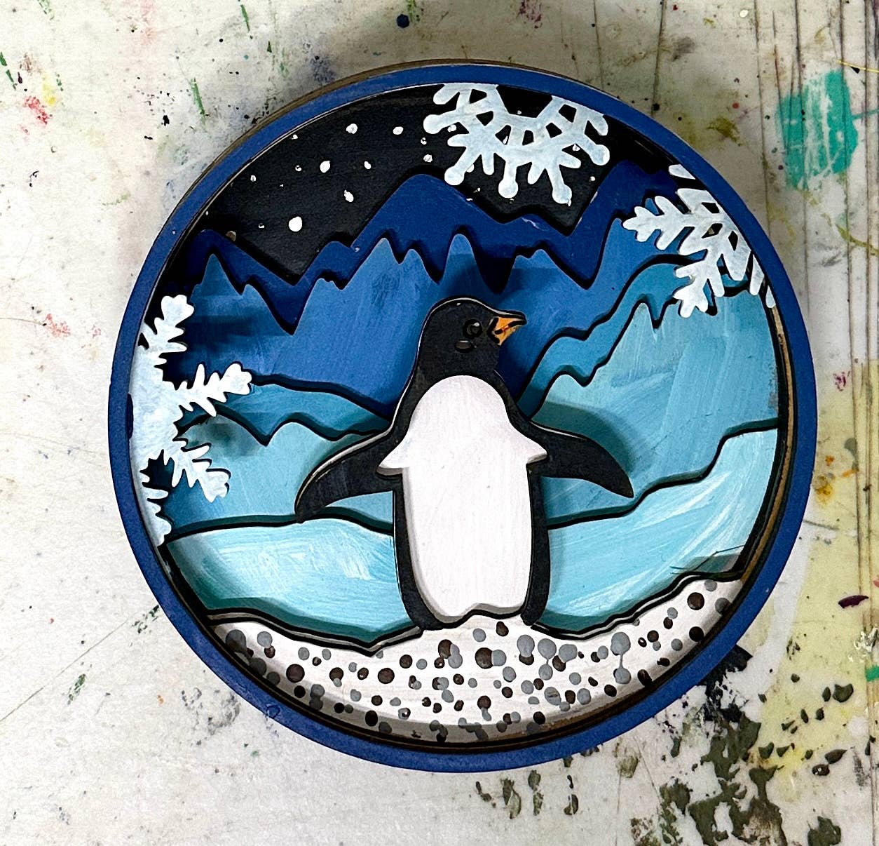 Penguin Shadow Box (DIY Acrylic Painting Kit)