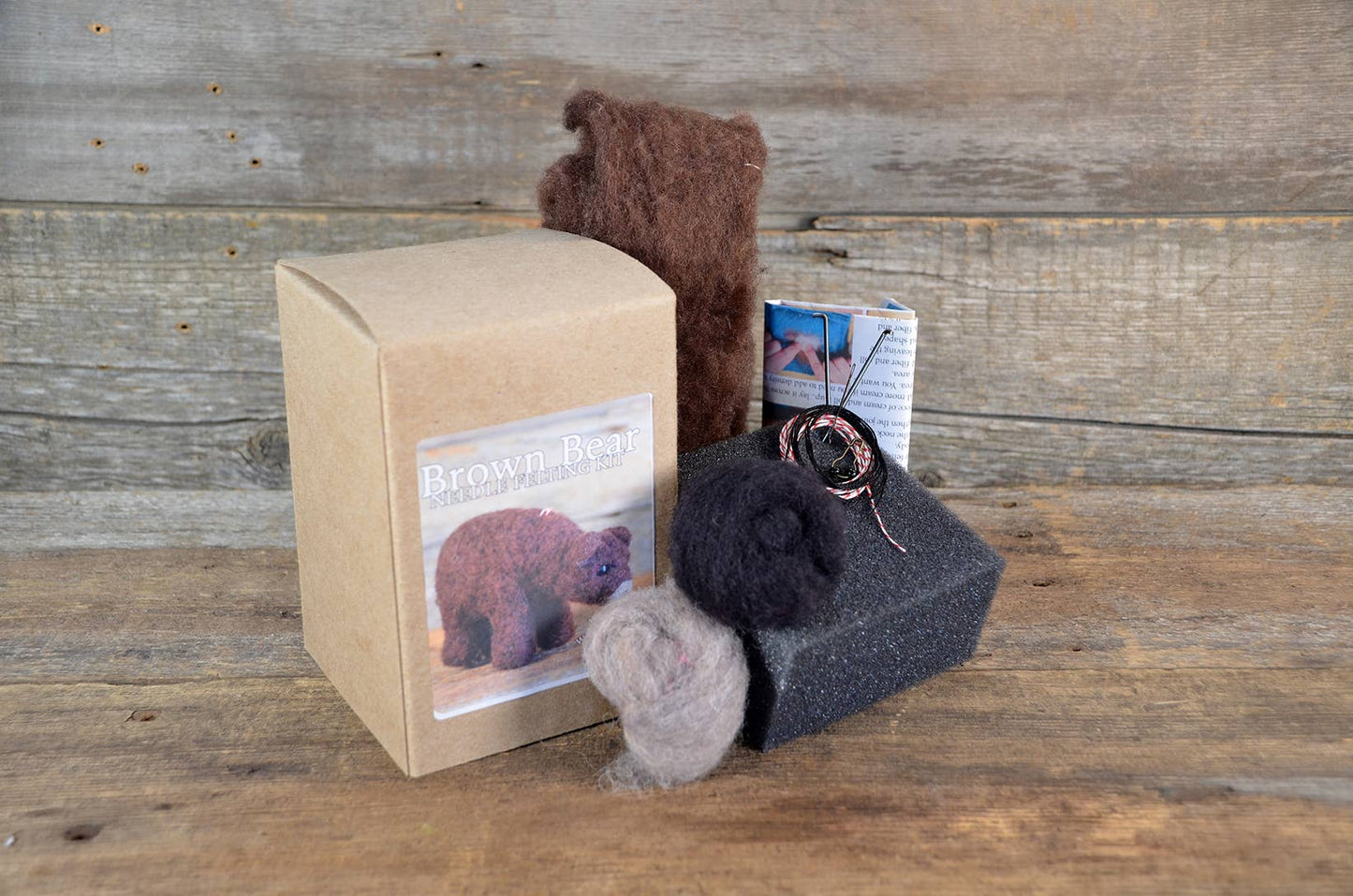 Brown Bear Ornament Needle Felting Kit