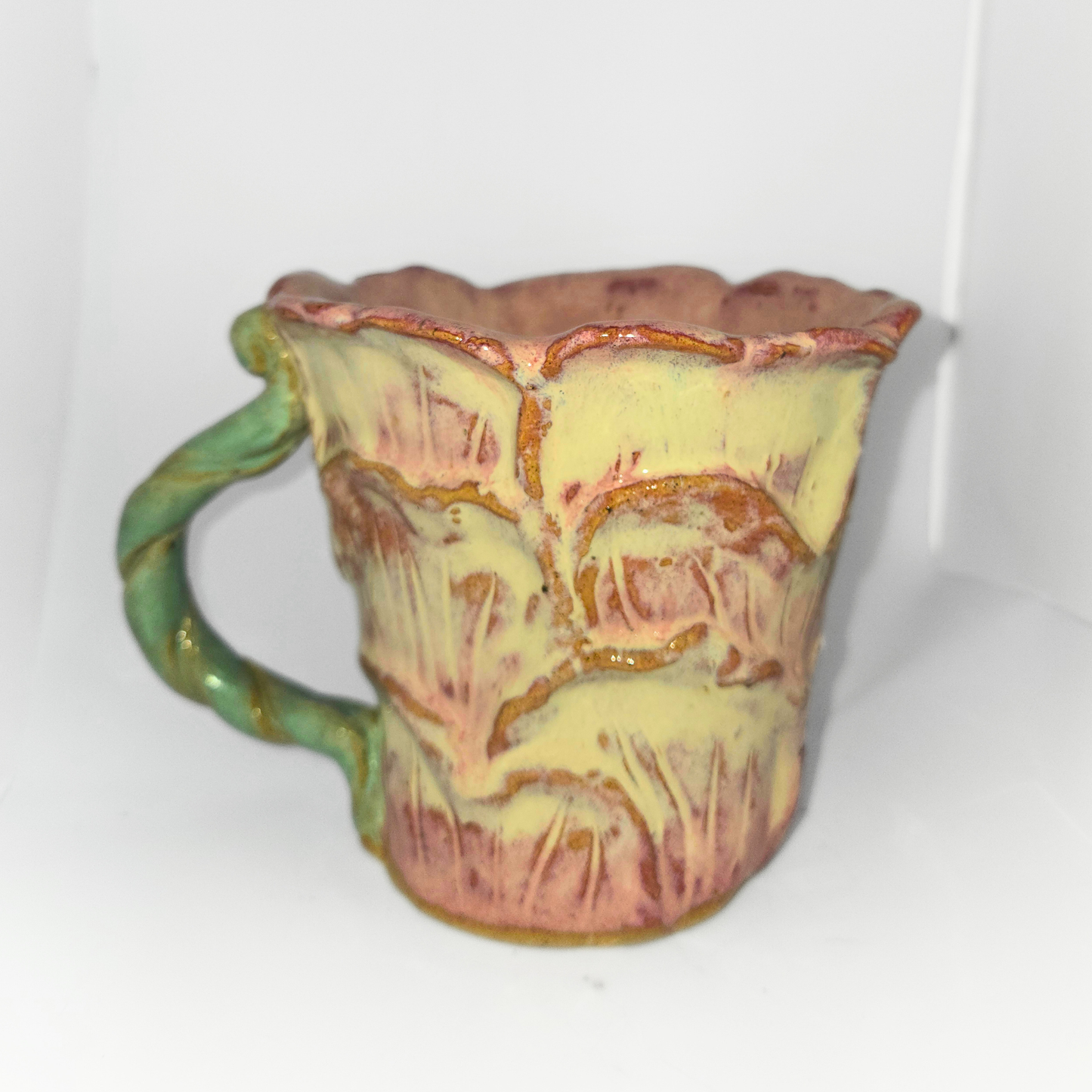 4" Pottery Flower Mug - Pink