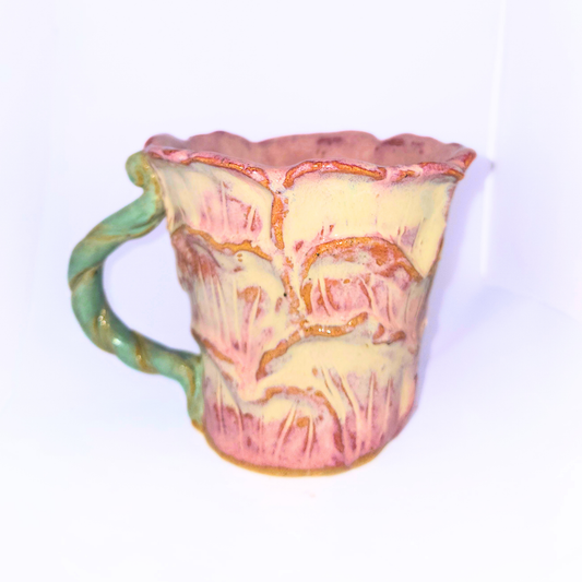 4" Pottery Flower Mug - Pink