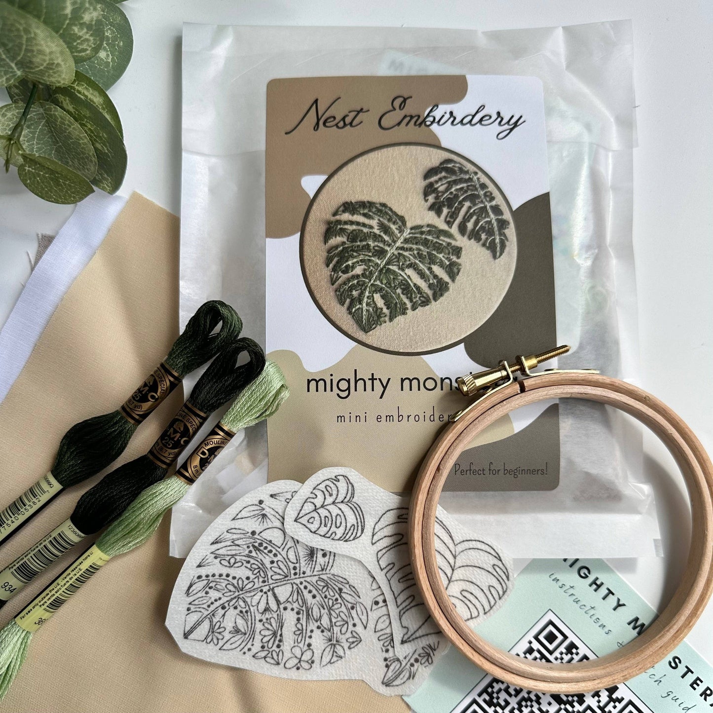 Mighty Monstera (Mini DIY Embroidery Kit)