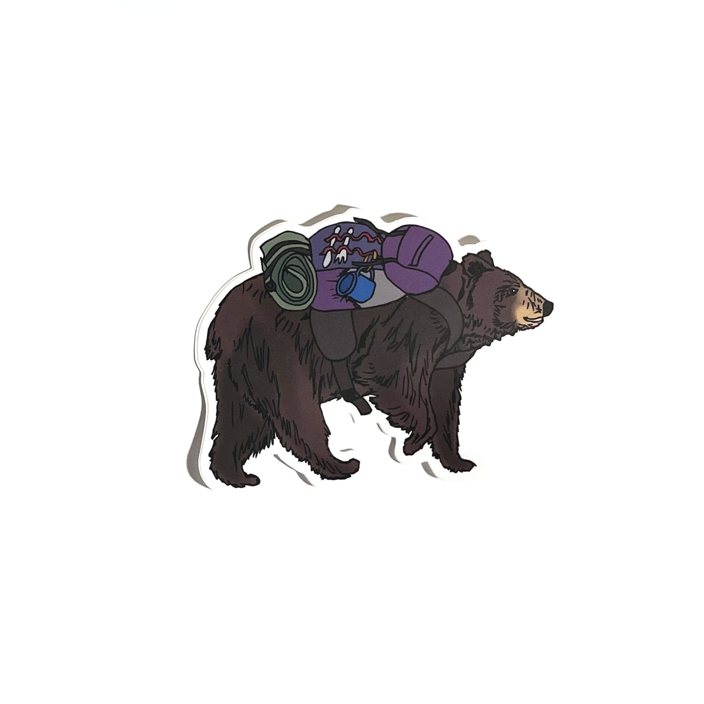 Hiking Bear Sticker