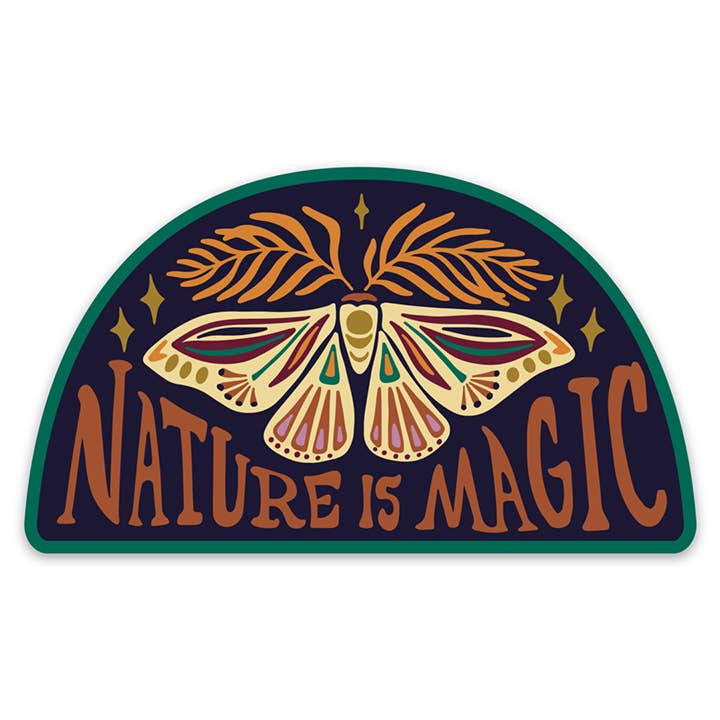 Intricate Moth Sticker: Nature is Magic, Night Theme