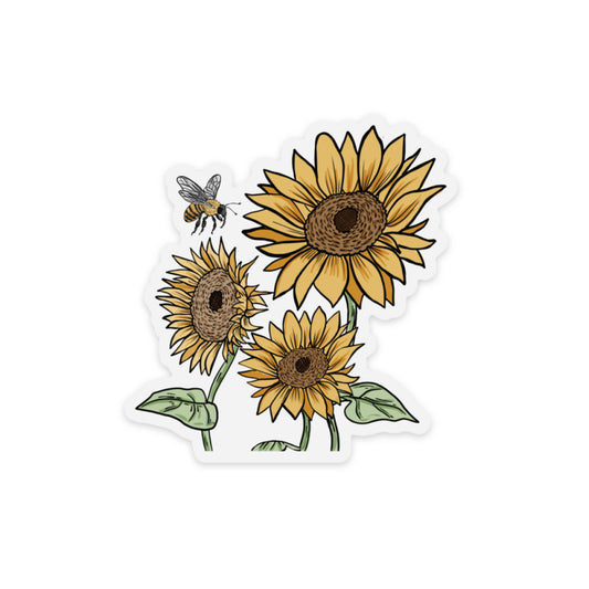 Sunflowers W/ Bee Clear Sticker