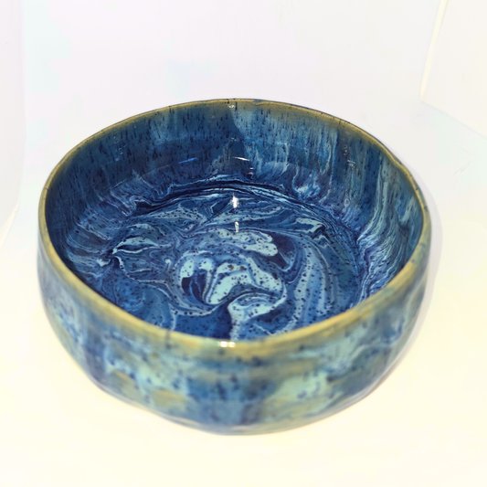 5" Pottery Bowl - Blue Marble