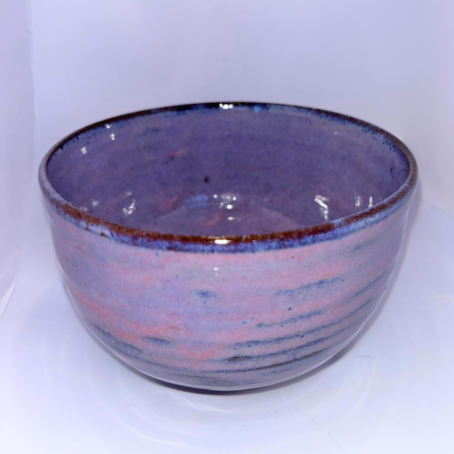 5" Pottery Bowl - Purple and Brown
