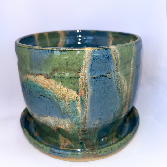 5" Pottery Planter - Blue & Green