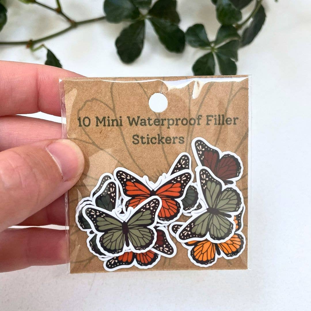 10 Mini Autumn Butterfly Stickers | Autumn Sticker Pack (10)