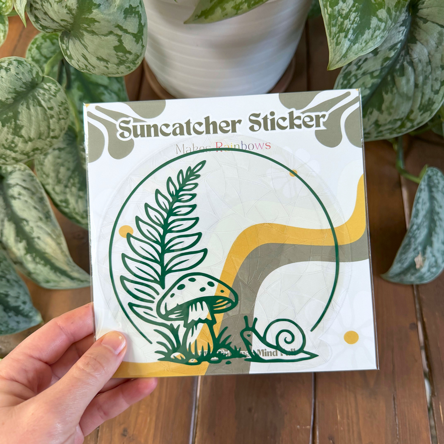 Forest Suncatcher | Fern Snail and Mushroom Window Cling