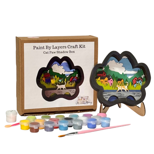 Cat Paw Shadow Box (DIY Acrylic Painting Kit)