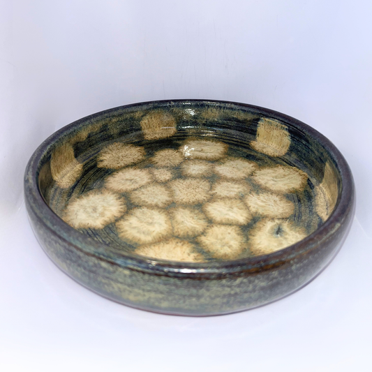 6.5" Pottery Plate - Grey & Cream
