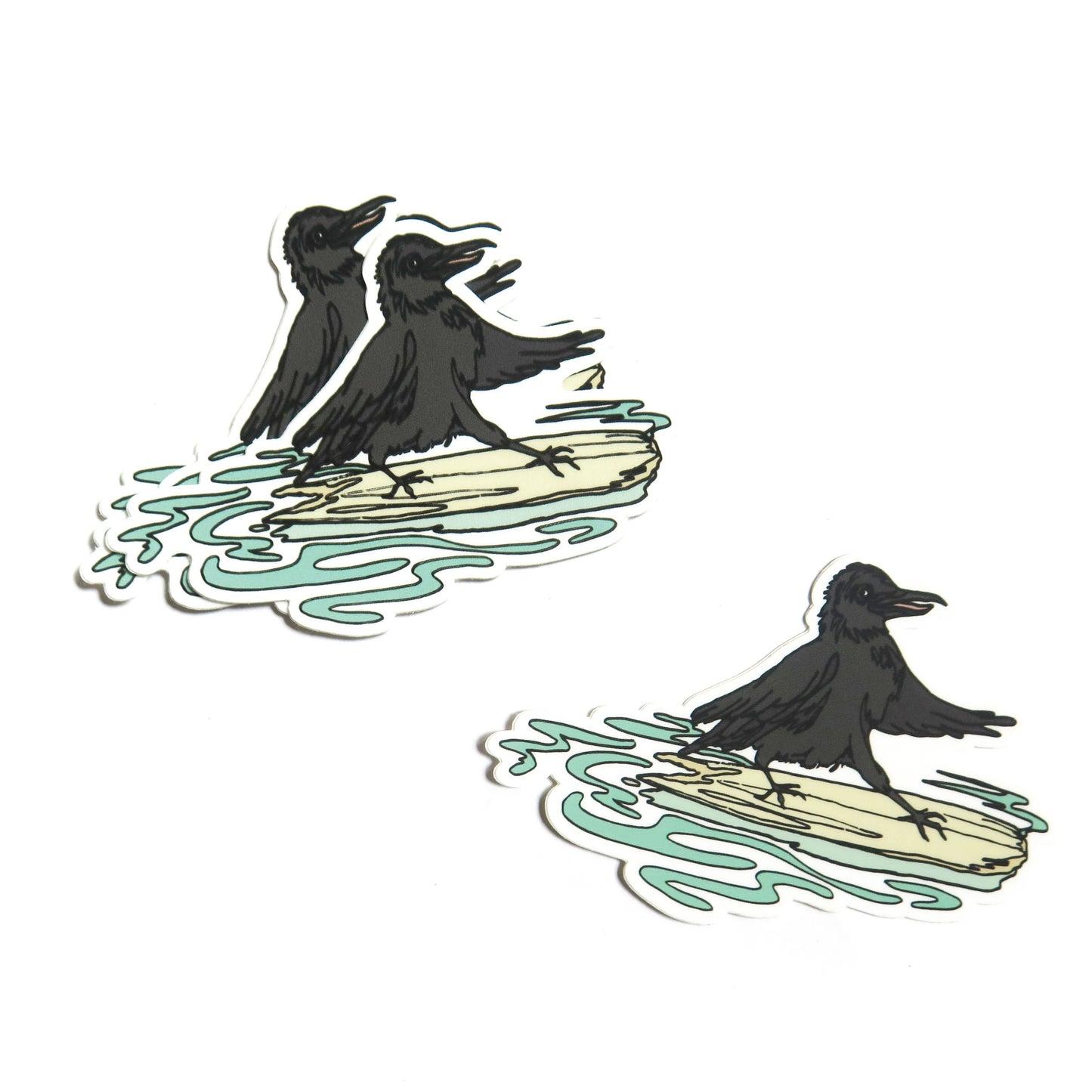 Surfing Crow Sticker