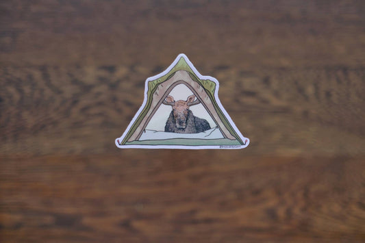Camping Moose Sticker 