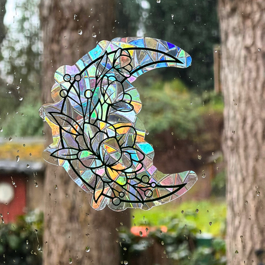 Floral Moon Suncatcher Window Cling