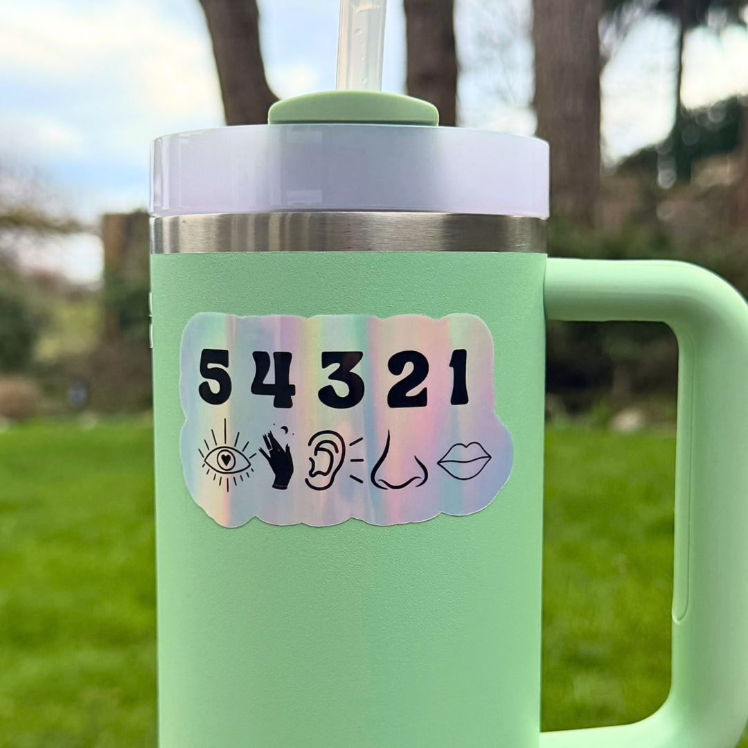 54321 Grounding Sticker | Therapy Sticker | Mindfulness: Fern Green / 1 Sticker