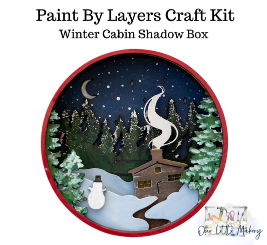 Winter Cabin Shadow Box (DIY Acrylic Paint Kit)