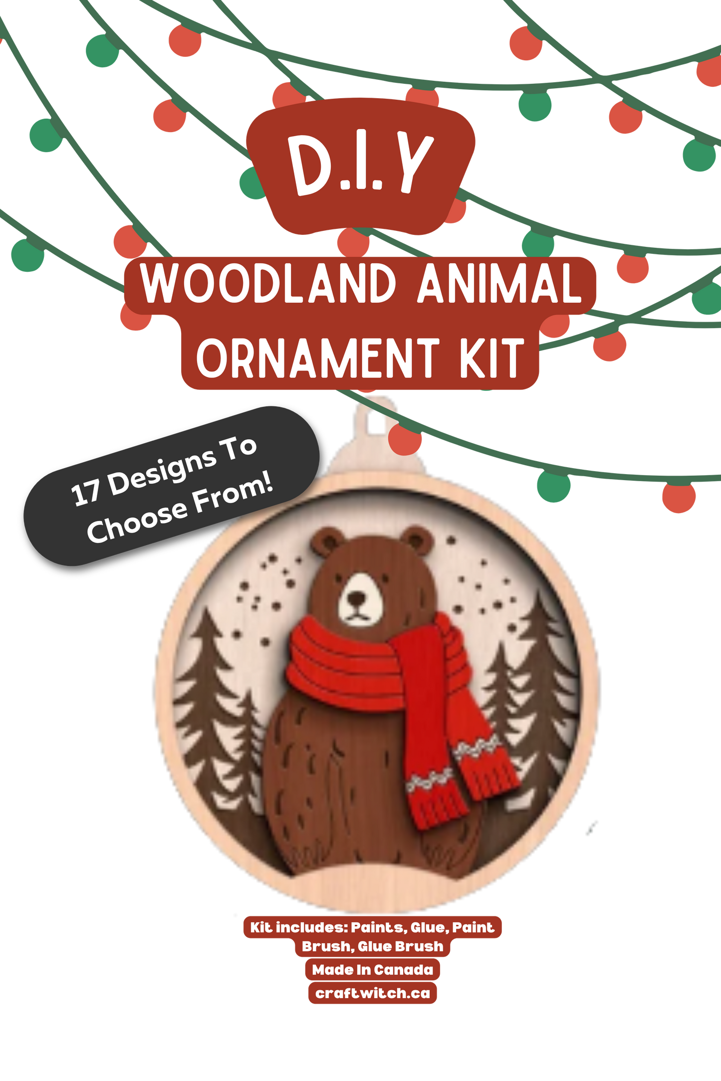 Brown Bear Winter Wonderland DIY Acrylic Ornament Kit