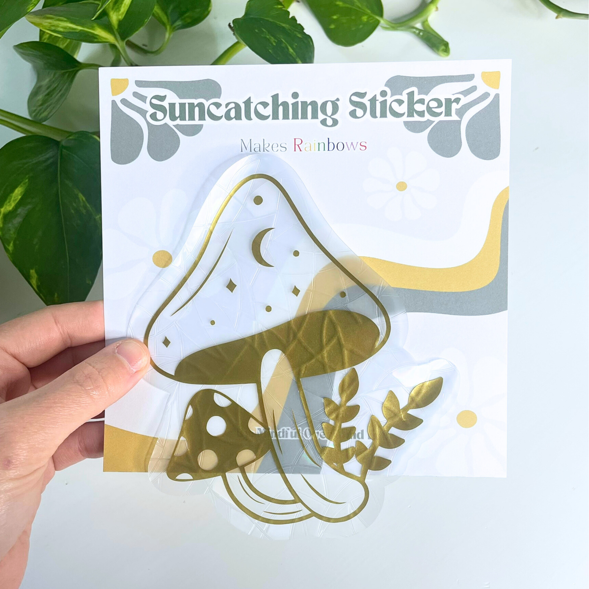 Celestial Mushroom Suncatcher | Rainbow Maker | Window Cling