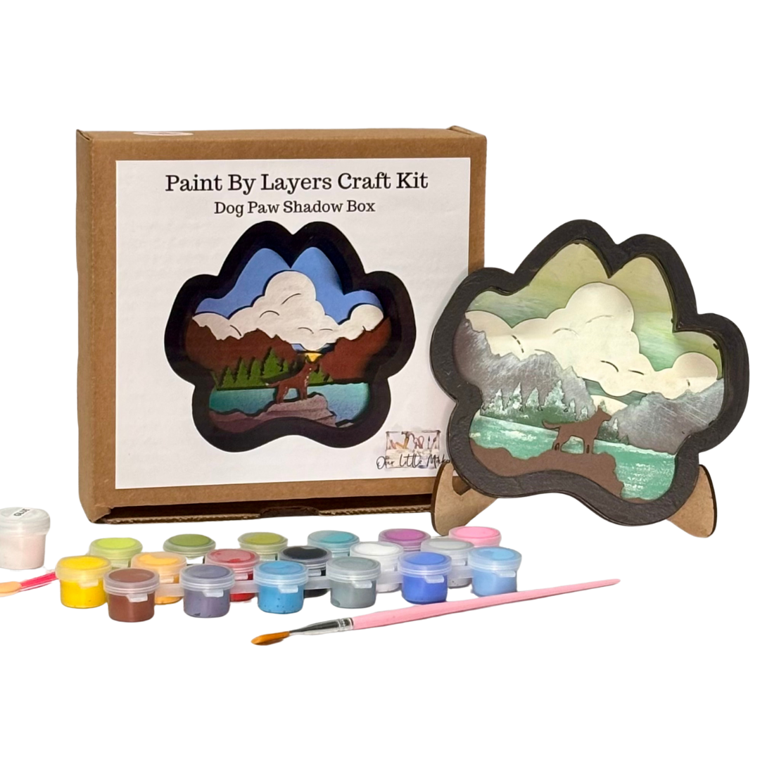 Dog Paw Shadow Box (DIY Acrylic Painting Kit)
