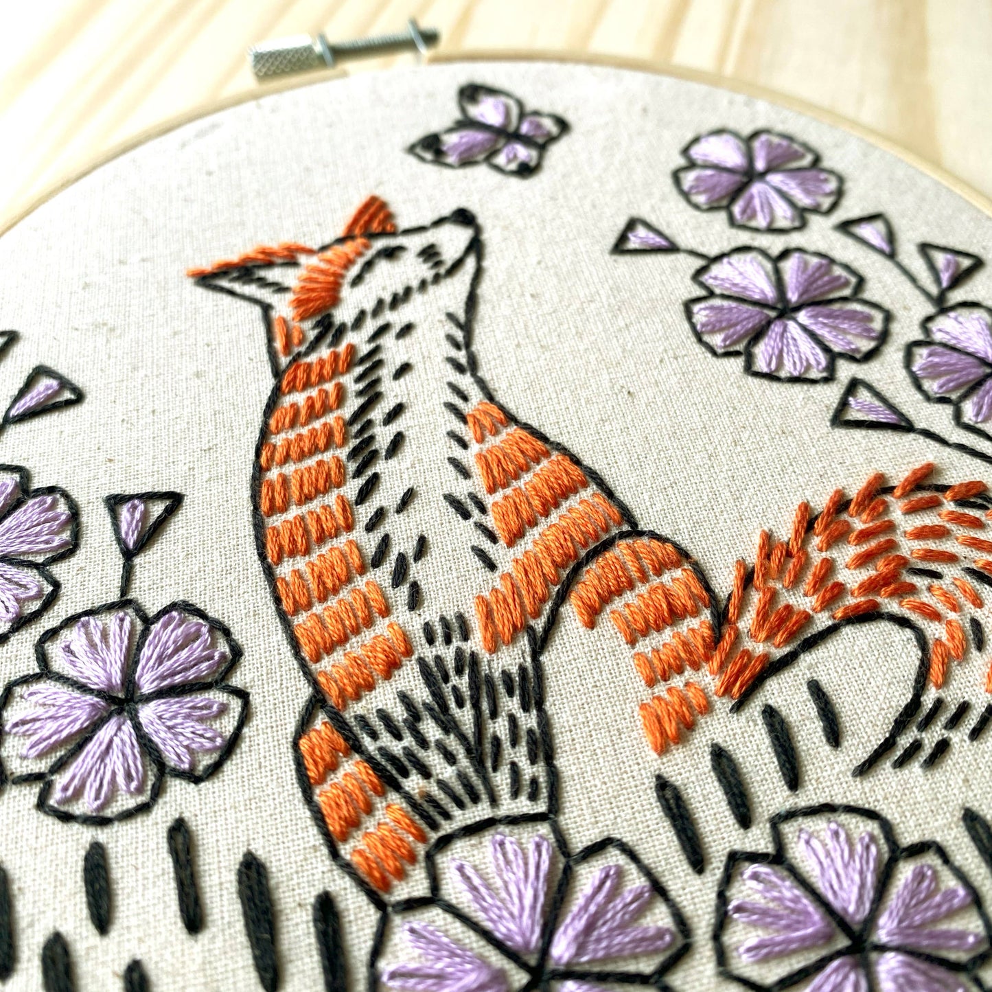 Fox in Phlox Embroidery Kit