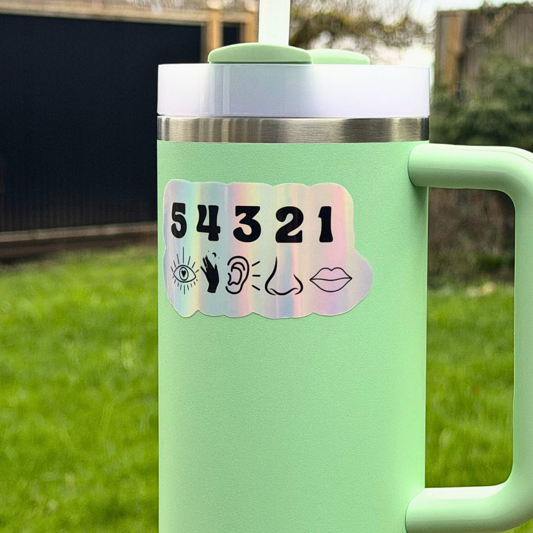 54321 Grounding Sticker | Therapy Sticker | Mindfulness: Fern Green / 1 Sticker