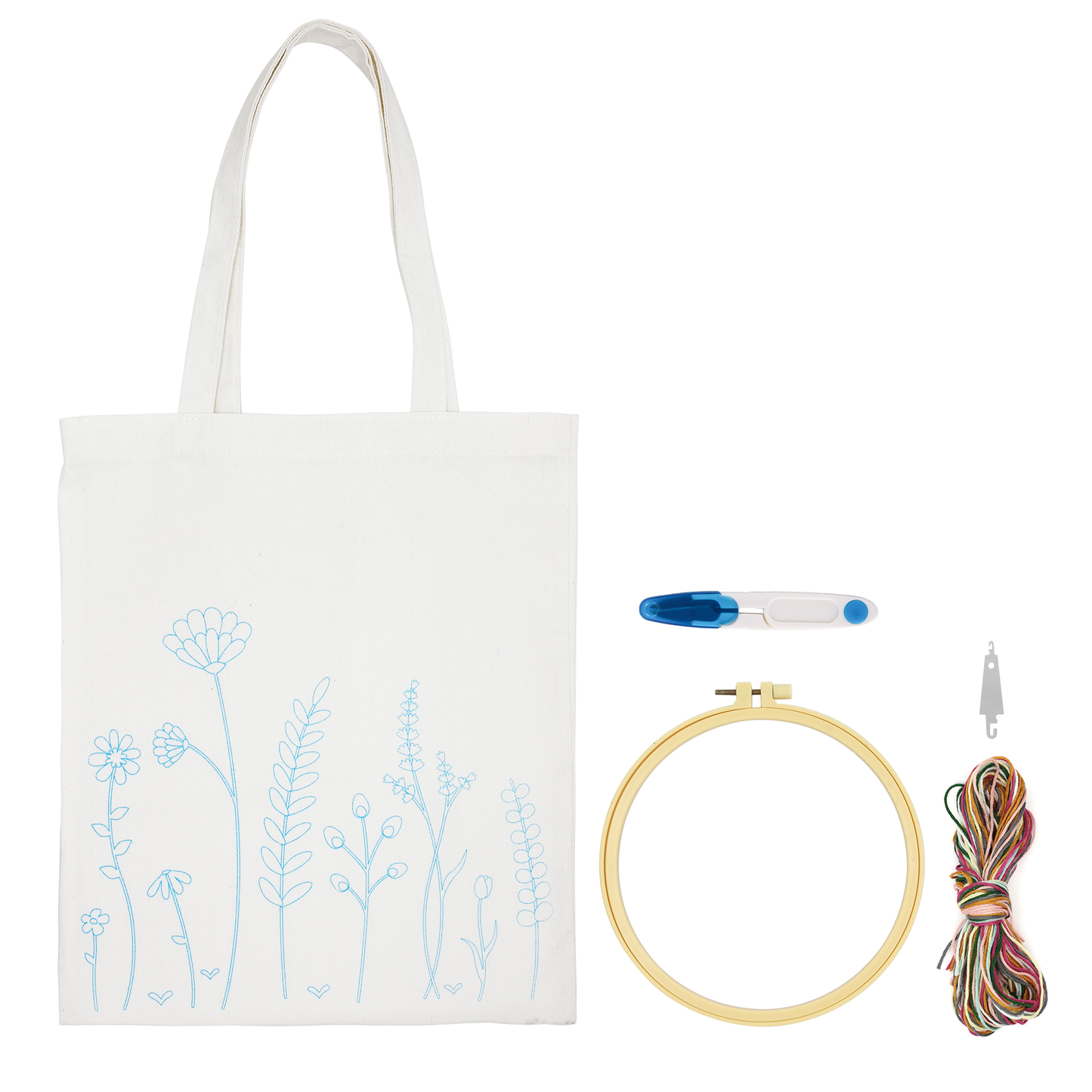 Embroidery Meadow Flowers Tote Bag Kit