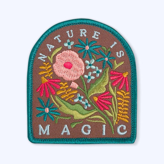 Bright Floral Sew On Patch: Colorful 'Nature Is Magic' Theme