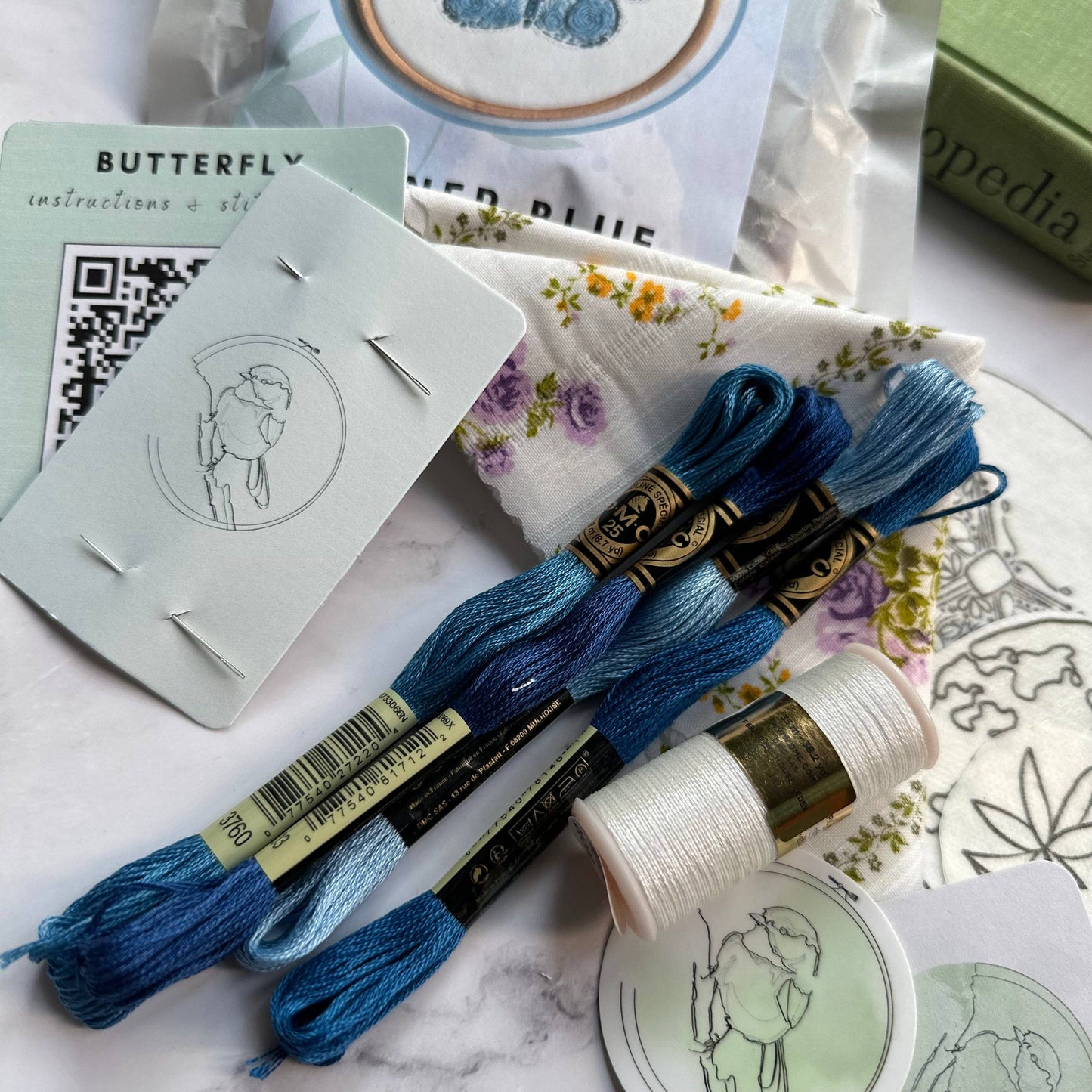 Karner Blue Butterfly (Mini DIY Embroidery Kit)