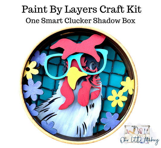 One Smart Clucker Shadow Box (DIY Acrylic Painting Kit)