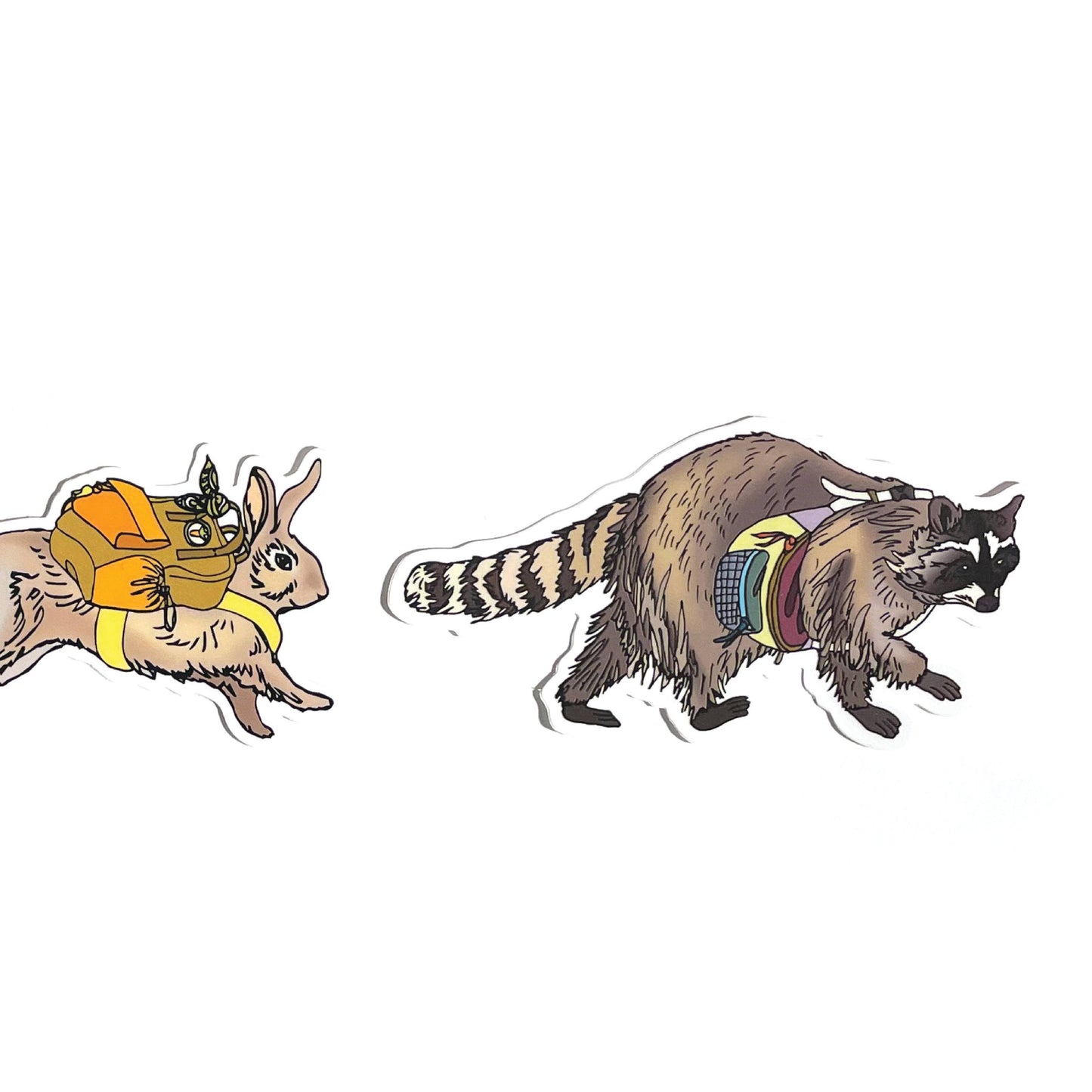 Hiking Raccoon Sticker