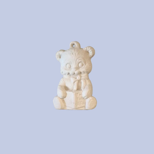 Bear Reading Ornament Ceramic Bisque