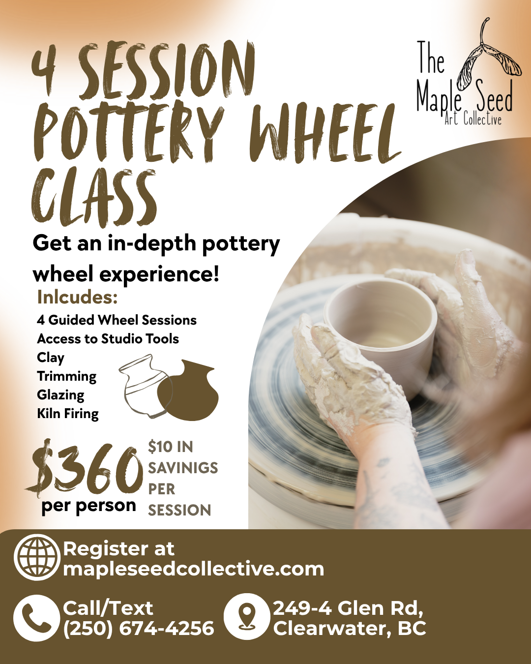 4 Session Pottery Wheel Class