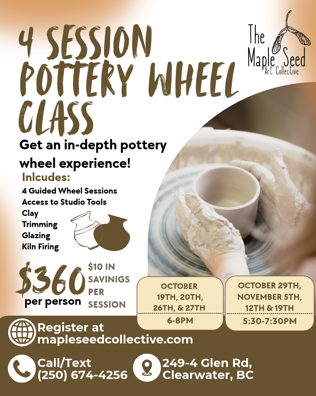 4 Session Pottery Wheel Class
