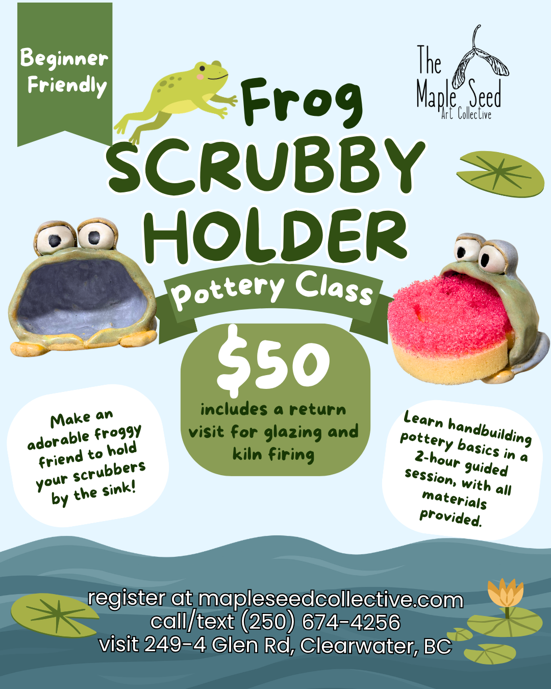 Frog Scrubby Holder Pottery Class