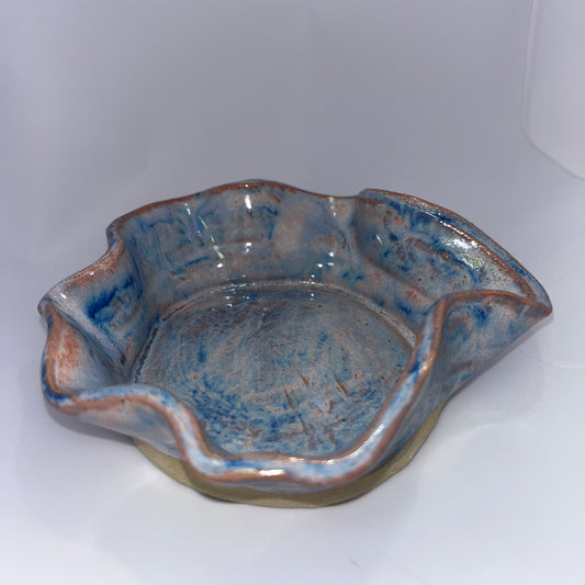 4" Organic Thrown Dish -  Blue Pottery
