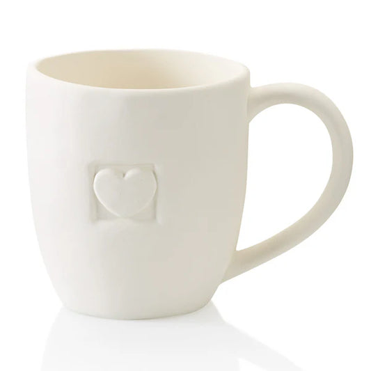 Heart Impression Mug Ceramic Bisque