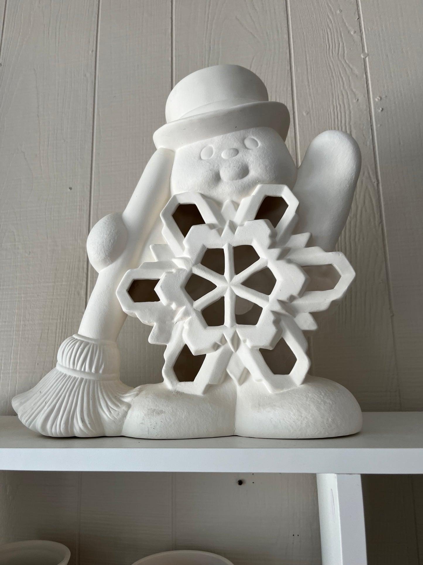 Large Snowflake Snowman Ceramic Bisque