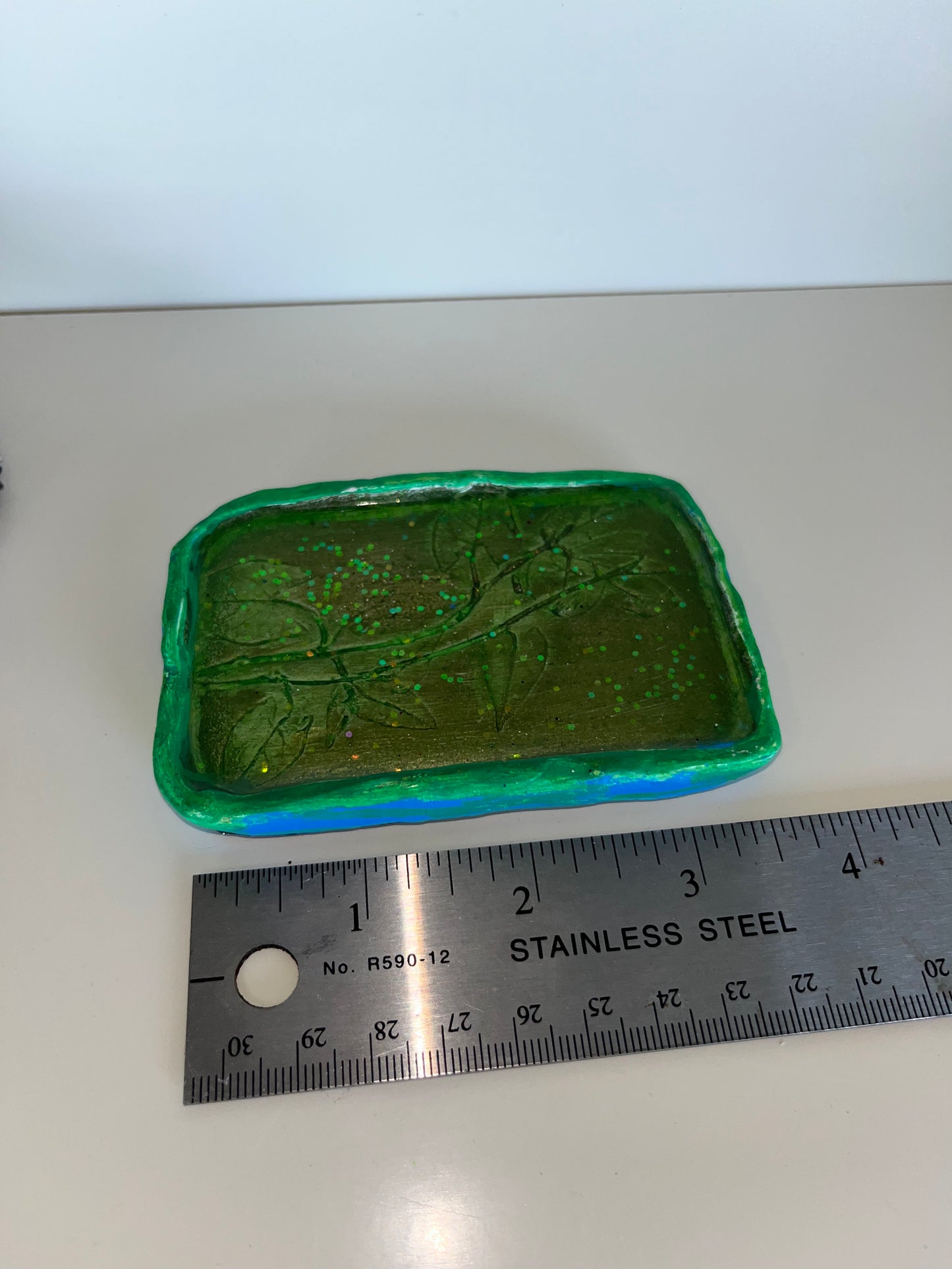 4" Green Resin Tray by Heath Fehr