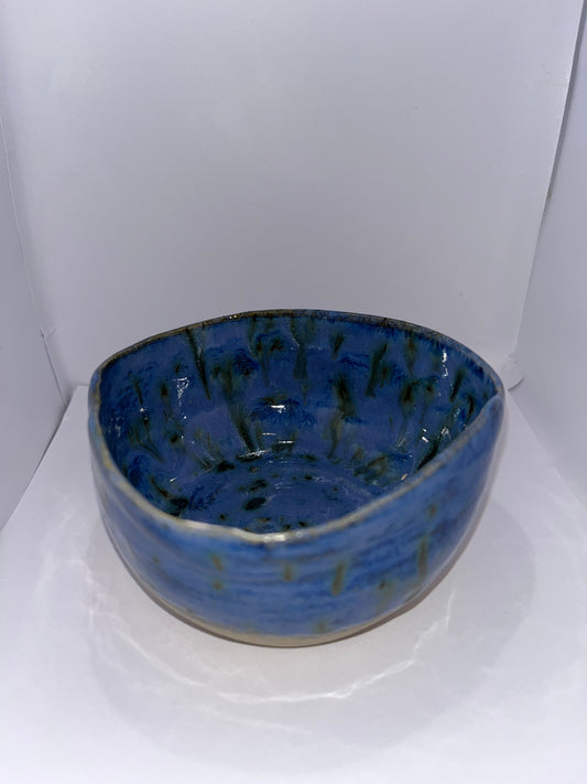 4" Organic Thrown Bowl -  Blue Pottery