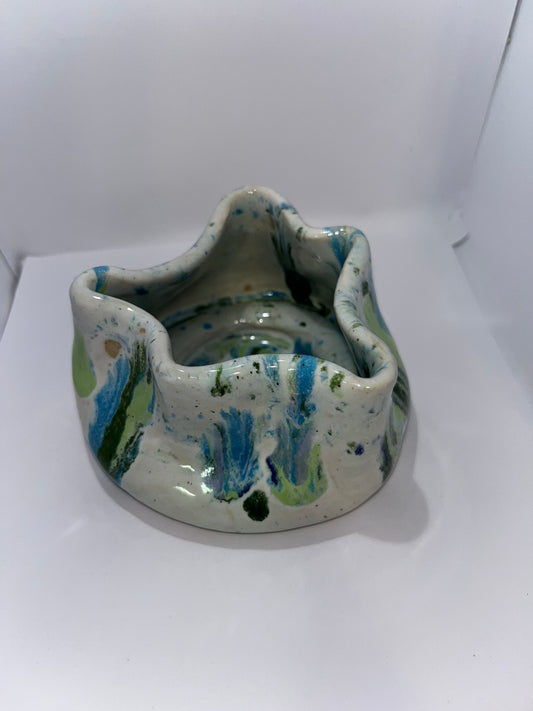 4" Organic Thrown Bowl -  Green Pottery