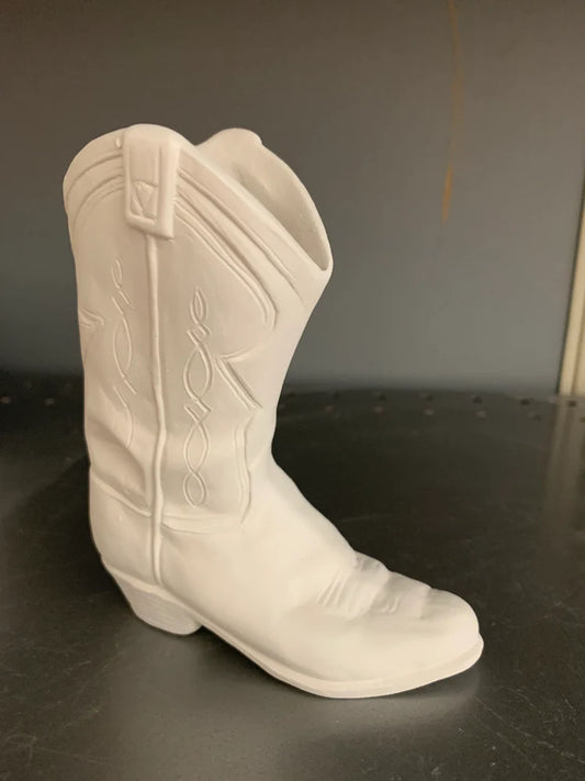 Cowboy Boot Vase Ceramic Bisque