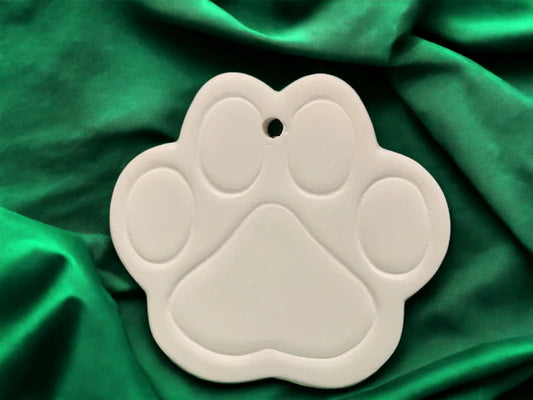 Paw Print Ornament Ceramic Bisque