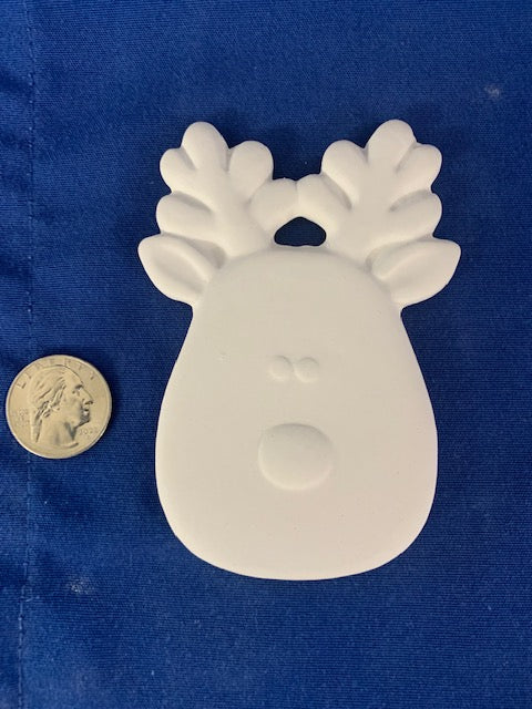 Reindeer Head Ornament Ceramic Bisque