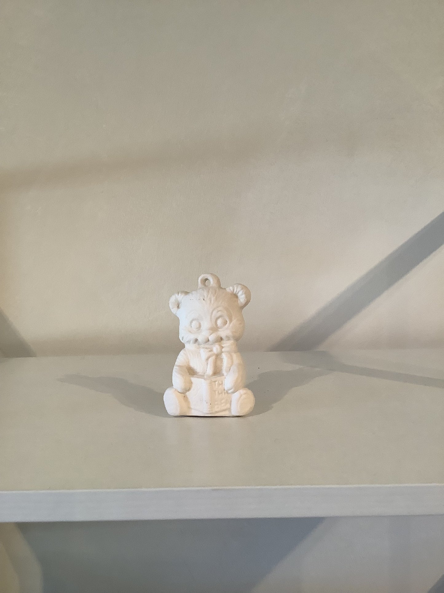 Bear Reading Ornament Ceramic Bisque