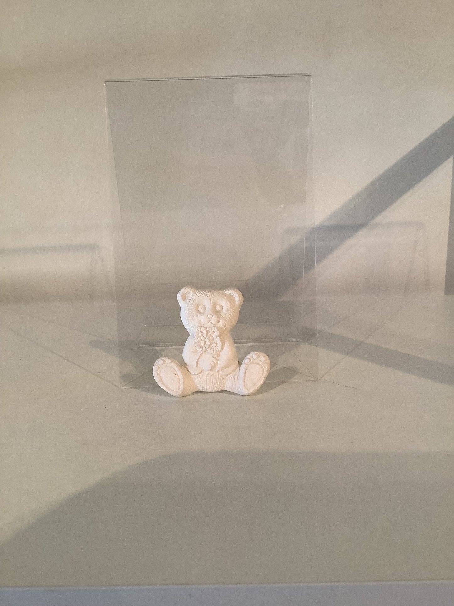 Teddy with Flowers Ornament Ceramic Bisque