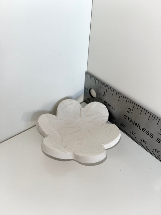 Flower Trinket Dish Ceramic Bisque