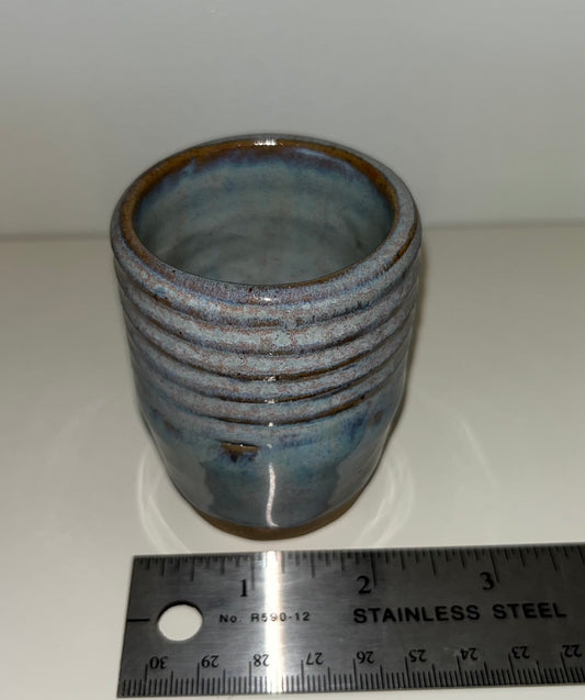 2" Blue Ribbed Cup by Heath Fehr